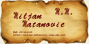 Miljan Matanović vizit kartica